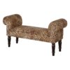 Leopard Print Velvet Bench - Walnut - Image 2