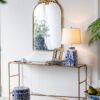 Arched Wall Mirror With Metal Frame, Wall Mirror For Living - Gold - Image 4