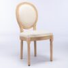 French Style Solid Wood Frame Antique Painting Linen Fabric Back Dining Chair (Set of 2) - Beige - Image 3