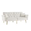 Velvet Tufted Sofa Couch With 2 Pillows And Nailhead Trim - Beige - Image 5
