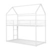 Twin Over Twin Bunk Bed, House With Frame Built-In Ladder, No Box Spring Needed - White - Image 3