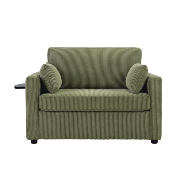 Twin Size Sofa Bed Sleeper Sofa Loveseat With Foldable Mattress, Side Table, USB Ports - Green