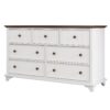 Wooden Captain Seven Drawer Dresser For Bedroom, Living Room, Kids' Room - White / Walnut - Image 7