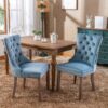 Nikki - Modern, High-End Tufted Solid Wood Contemporary Velvet Upholstered Dining Chair With Wood Legs Nailhead Trim (Set of 2) - Light Blue - Image 12