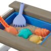 Wooden Kids Picnic Table, Sand And Water Table With Umbrella, Activity Table For Outdoor Backyard Patio Play - White / Gray - Image 8