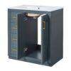 Bathroom Vanity With Ceramic Sink Combo, Frame Bathroom Storage Cabinet, Freestanding Vanity Set With 3 Drawers & Soft Closing Doors - Blue - Image 14