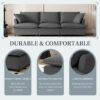 3 Seat Sofa Module For Modular Sectional Wide Seat Cloud Couch With Throw Pillows Upholstered - Gray - Image 6