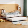 Full Size Daybed With Curved Handle Design And Twin Size Trundle - White - Image 9