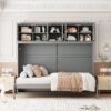 Queen Size Murphy Modern Bed With Top Cabinets For Space Saving And Comfort - Gray - Image 19