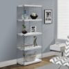 Bookshelf, Bookcase, Etagere, 5 Tier, Glossy Clear Tempered Glass - White - Image 3