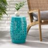 Lilac - Modern Side Table With Iron Cut Design - Teal - Image 5