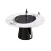 59.05" Modern Artificial Stone Round Carbon Steel Base Dining Table, Can Accommodate 6 People, Black Artificial Stone Turntable - White / Black - Image 8