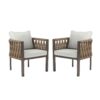 2 Pieces Outdoor Metal Patio Club Chair, Patio Furniture Arm Chair With Cushion, Modern Outdoor Furniture Deep Seating For Porch, Garden, Backyard, Balcony - Brown / Light Gray - Image 2