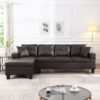 Modern Sectional Sofa Set With L Shape Chaise Lounge And Cup Holder - Chocolate Brown - Image 4