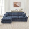 Cloud Sectional Sofa Upholstered Sofa Couch With Double-Layer Cushion And Side Pockets - Blue - Image 6