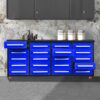 Garage Storage Cabinets With Workbench (20 Drawers) - Blue - Image 7