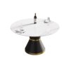 53.15" Modern Artificial Stone Round Carbon Steel Base Dining Table, Can Accommodate 6 People -White / Black - Image 3