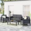 Acacia Wood Loveseat And Coffee Table Set With Cushions - Gray - Image 2