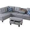 Irine - Faux Leather Sectional Sofa With Ottoman - Gray - Image 2