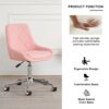 Modern Teddy Velvet Fabric Dining Chair With Golden Electroplated Legs, Soft And Comfortable, Adjustable And Space Saving - Pink - Image 4