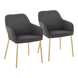 Daniella - Contemporary Dining Chair (Set of 2) - Gold / Charcoal