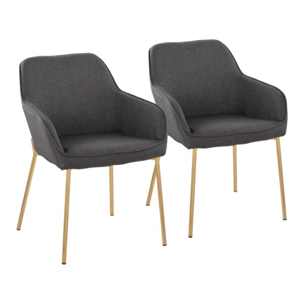Daniella - Contemporary Dining Chair (Set of 2) - Gold / Charcoal