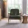 Accent Chair With Cushioned Seat, Brass Tipped Legs - Cognac Brown - Image 6