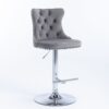 Swivel Velvet Barstools Adjusatble Seat Height From 25-33", Modern Upholstered Chrome Base Bar Stools With Backs Comfortable Tufted For Home Pub And Kitchen Island (Set of 2) - Gray - Image 4
