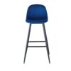 Bar Stools (Set of 2) Velvet Barstool Modern Counter Bar Height Chair With Back, Sturdy Metal Legs & Footrests, Island Stool For Kitchen Bar - Blue - Image 2