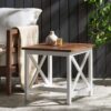 End Table, Farmhouse Side Table, Indoor Outdoor - Brown / White - Image 8