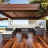 11 Piece Patio Wicker Conversation Set, 10 Seater Patio Sectional Set With 3 Storage Box Under Seat - Brown / White - Image 3