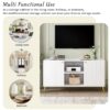 Modern TV Stand For TVs Up To 55", Entertainment Center Media Console, Adjustable Shelf, Metal Legs, Handles And Anti-Tip Device For Living Room - White - Image 8