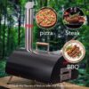 Pizza Oven Outdoor 12" Automatic Rotatable Pizza Ovens Portable Stainless Steel Wood Fired Pizza Oven Pizza Maker With Built-In Thermometer Pizza Cutter Carry Bag - Black - Image 14