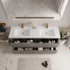 Freestanding Bathroom Vanity With Sink, Bathroom Storage Vanity Cabinet With Stone Resin Countertop And Soft Close Drawers - Ash Gray - Image 8