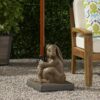 Hand Crafted Rabbit Umbrella Base With Playful Design - Light Brown - Image 11