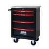 4 Drawer Multifunctional Tool Cart With Wheels, Metal Rolling Tool Cart Storage For Garage Workshop Warehouse Repair Shop With Stainless Steel Roof - Black / Red - Image 12