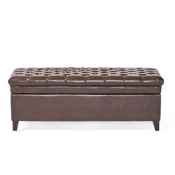Cancia - Wide Tufted Rectangle Storage Ottoman - Brown