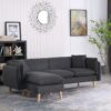 Brayden - Fabric Sectional Sofa Chaise - Dark Gray - Image 5