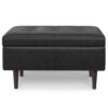 Shay - Mid Century Small Coffee Table Storage Ottoman - Distressed Black - Image 2