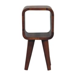 Extra Mini Minimalist Open Curved Bedside Table - Chestnut