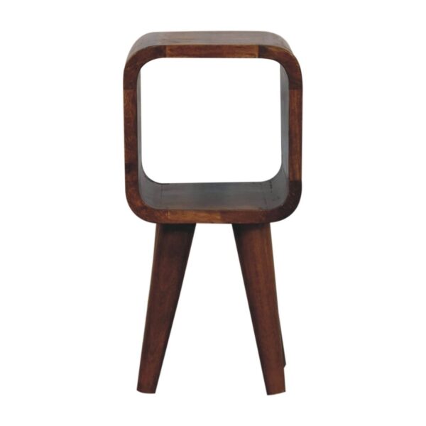 Extra Mini Minimalist Open Curved Bedside Table - Chestnut