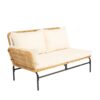 3 Pieces Outdoor Patio Wicker Furniture Sets Table And Chairs With Thick Cushion Outdoor Sofa Set Wicker And Cushion - Natural Yellow / Creme - Image 15