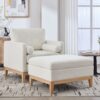 Oversized Swivel Barrel Accent Chair And Ottoman Set With Storage - Ivory - Image 3