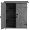 Outdoor Storage Shed With Lockable Door, Wooden Tool Storage Shed With Detachable Shelves & Pitch Roof - Gray - Image 13