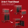Tool Chest, 5 Drawer Rolling Tool Storage Cabinet With Detachable Top Tool Box, Liner, Universal Lockable Wheels, Adjustable Shelf, Locking Mechanism, Metal Tool Cart For Garage Workshop - Red - Image 5