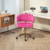 Velvet Home Office Desk Chair, Modern Cute Computer Chair, Wheels Swivel Height Adjustable Task Chair - Rose Red - Image 3