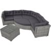 Elegant Patio Furniture Set Outdoor Daybed Rattan Sectional With Cushions And Center Table - Gray - Image 20