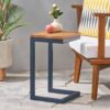 Small C Shaped End Table With Iron Base And Fir Wood Top - Black - Image 8