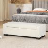 Elegant Ottoman Bench With Textured Fabric, Hinged Lid For Seating And Storage - White - Image 7