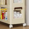 3 Tier Collapsible Cart With Locking Wheels For Every Room - Cream - Image 6